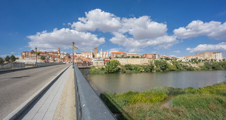 Tordesillas, a town in Spain with Duero River and bridgeの写真素材