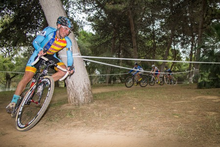 VALENCIA - DECEMBER 14: Unidentified rider participates in XIX edition of Cyclo-cross city of Valencia on december 14, 2014 in Valencia, Spainのeditorial素材