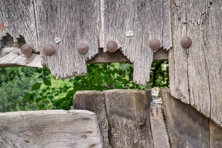 Damaged old wooden doorの写真素材