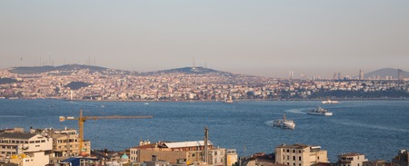 Asian side of Istanbul at sunset with bosphorus cruisesのeditorial素材