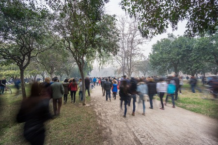 VALENCIA - FEB 28: Unidentified people leave the Macro-Mascleta in the old river bank in Valencia on February 28, 2015 in Valencia, Spain. The Macro-Mascleta fires 3500kg of gunpowderのeditorial素材