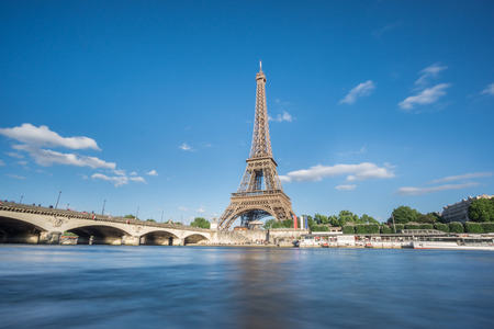 The Eiffel Tower and Seine River in Paris, Franceの写真素材