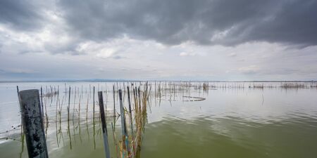Stormy clouds over Albufera natural park, Valenciaの写真素材