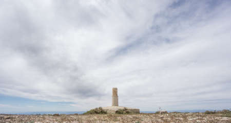 Top of mountain with Geodesic vertex, this signal indicates the highest place in a regionの写真素材