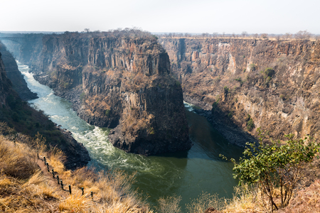 Wide angle view of Zambezi river in Zimbabweの写真素材