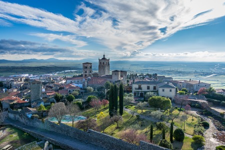 Trujillo cathedral, panoramic view of the medieval town, Extremadura, Spain