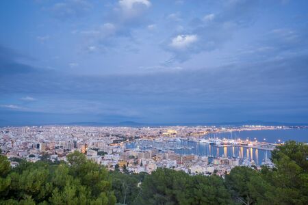 Cloudy sky at dusk over Palma in Majorca island, shot from bellver castle, Spainの写真素材