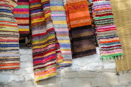 Detailed view of handmade rugs in la Alpujarra, Capileira, Spainの写真素材