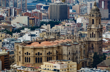 Top view of Malaga with Cathedral roofの写真素材