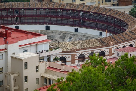 Closeup top view of bullfight arenaの写真素材