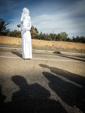 Easter traditional procession in brotherhood with shadows