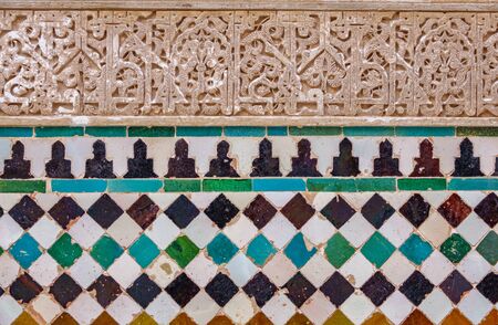 Decorated tiles with geometric shapes in colors, the Alhambraの写真素材