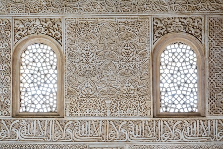 Decorated tiles with geometric shapes and windows, the Alhambraの写真素材