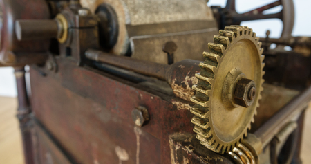Closeup of antique gear assembly