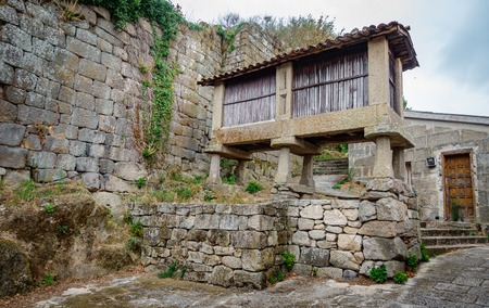 Horreo, typical spanish granary in vintage street