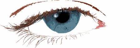 Blue eye closeup, right one, eps vector with transparent skin and white eye background
