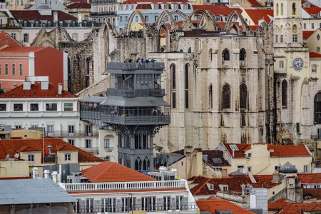 The Santa Justa Lift in Lisbon cityの写真素材