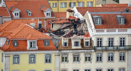 Burnt top-floor apartmentの写真素材