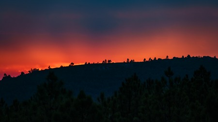 Sunset after the mountains, like fire flames