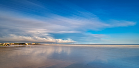 Beach and coastal buildings ultra long exposureの写真素材