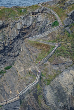 San Juan de Gaztelugatxe stairs in zigzag to top of the islet