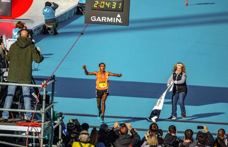 Finalizing Marathon race and breaking event recordのeditorial素材
