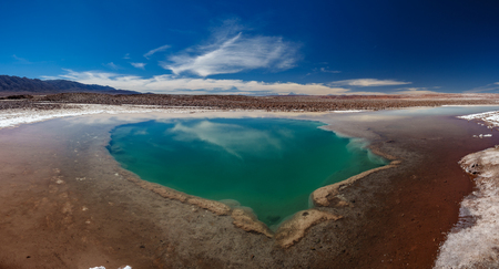 Baltinache Hidden lagoons salt lakes and Licancabur in Atacama desert gigapanの写真素材