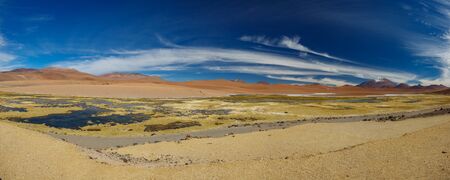 Typical highlands lagoon in Atacama desert, Chileの写真素材