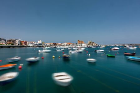 Castro Urdiales blurred marina long exposure, wide angleの写真素材