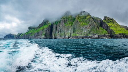 Vestmanna cliffs spectacular panorama in the Faroe Islandsの写真素材