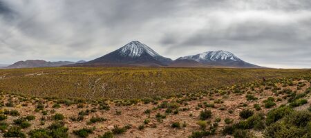 Licancabur volcano cloudy day wide panorama