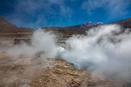 The mist of a geyser in Atacamaの写真素材