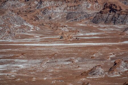 Long shot of abandoned bus in Atacama desertの写真素材