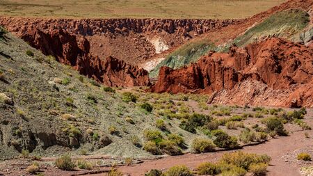 Rainbow valley with bright colors in Atacama desertの写真素材