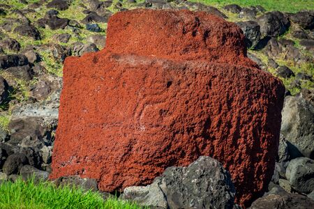 Bright red pukao isolated on the groundの写真素材