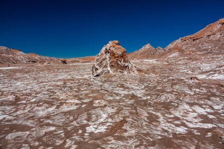 The dry and salt terrain of moon valleyの写真素材