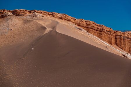 Big dune detailed view in Atacama under blue skyの写真素材