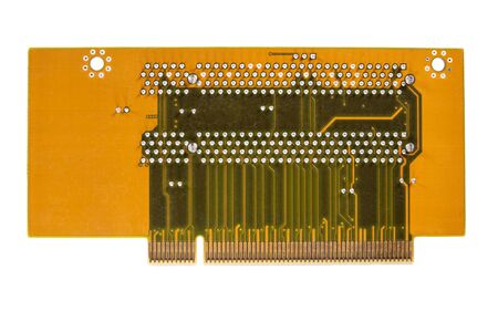 Top view closeup of whole circuit board over white backgroundの写真素材