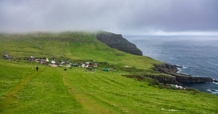 The village in Mykines island, Faroe Islandsの写真素材