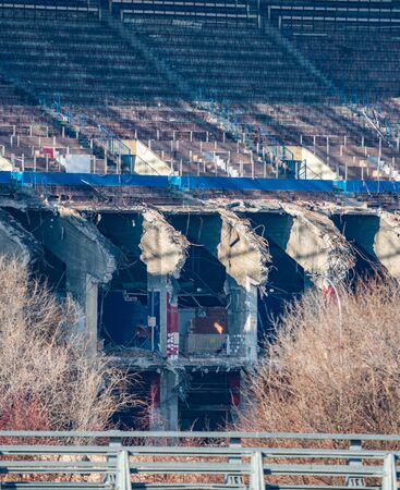 The demolition of Vicente Calderon Football stadium detailed viewの写真素材