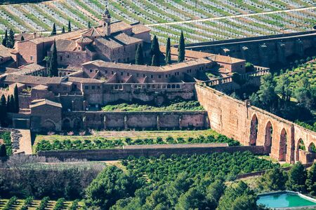 Top detailed view of antique monastery of Porta Coeliの写真素材