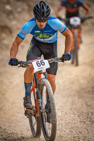 AdriÃ¡n Garcia MTB rider participates in MTB championshipのeditorial素材