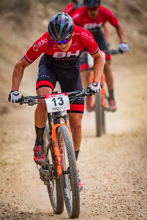 Pablo Rodriguez MTB rider participates in MTB championshipのeditorial素材