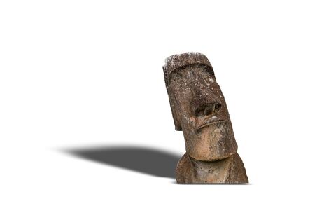 Iconic moai statue isolated over white backgroundの写真素材