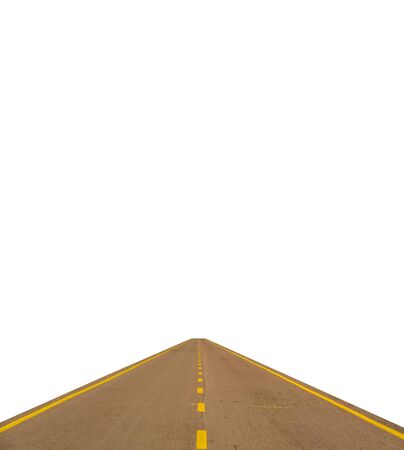 Isolated road on white background with yellow linesの写真素材