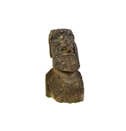 Twisted moai statue isolated on white backgroundの写真素材