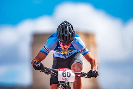 Cesar Belenguer MTB rider participates in MTB championshipのeditorial素材