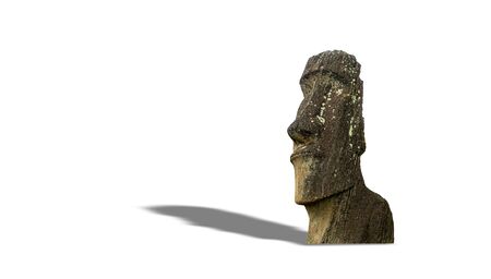 Iconic moai statue isolated over white with shadowの写真素材