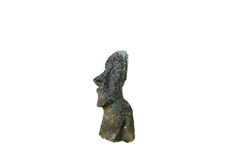 Iconic moai statue isolated on white backgroundの写真素材