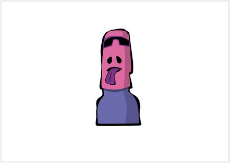 Front view of Moai with sunglasses and tongue outの写真素材